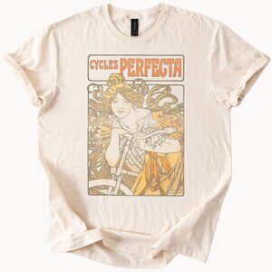 Art Nouveau Shirt Cycles Perfecta Vintage Graphic Bicyclist Cotton T Shirt